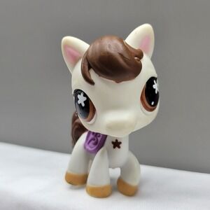 Littlest Pet Shop LPS #578 White Horse Pony Hasbro Figure Toy Purple Saddle